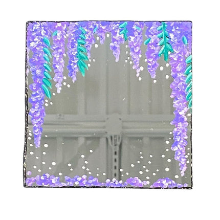 Hanging wisteria flowers hand painted mirror