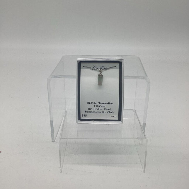 22T27 - 3.70 Carat Bi-Color Tourmaline 18" Rhodium Plated Sterling Silver Box Chain