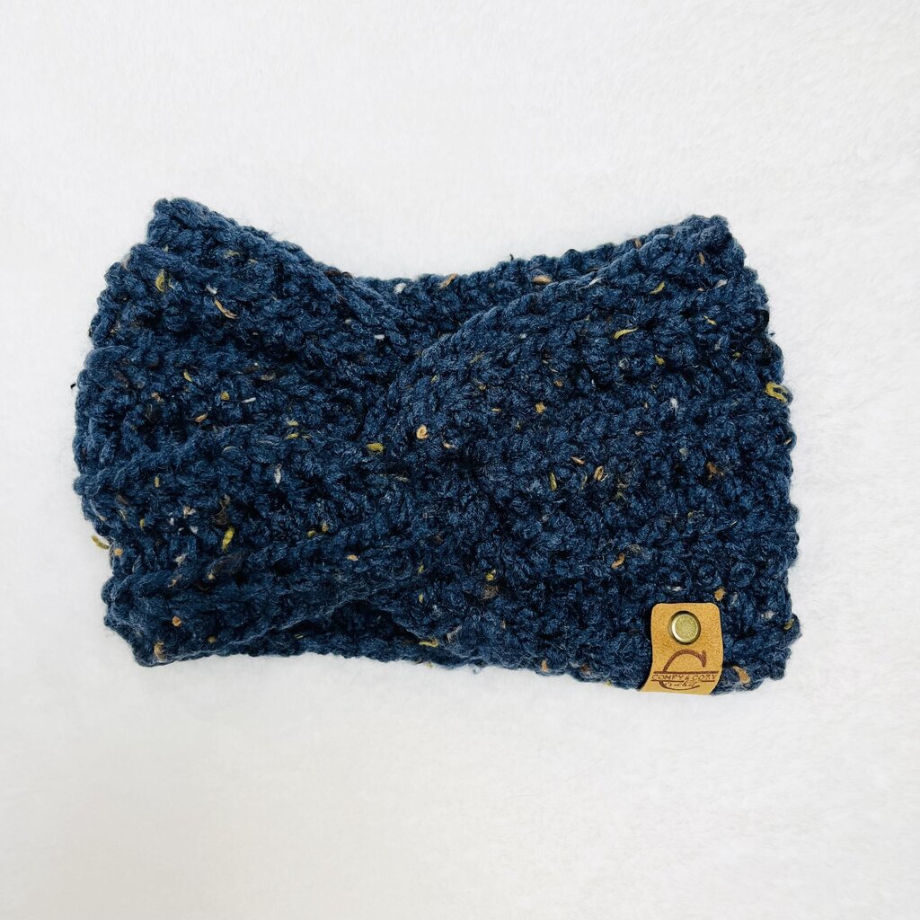 Twisted Headband - Tweed Navy