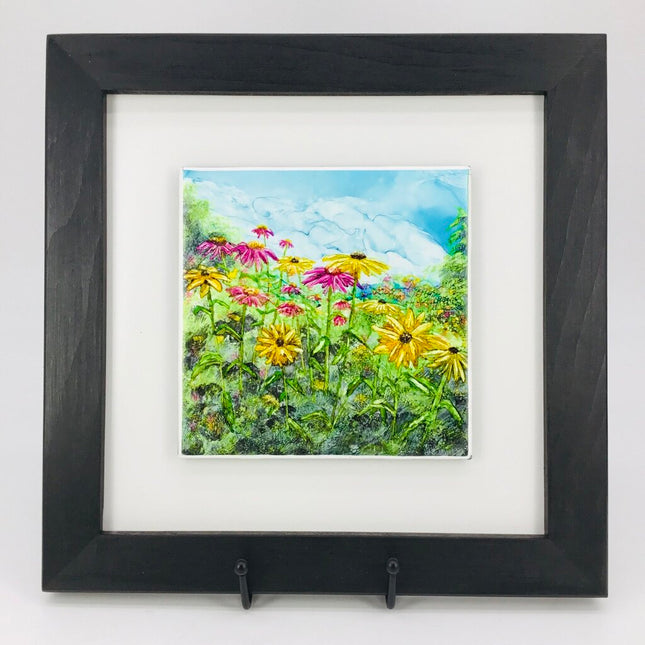 6x6 Tile- ConeFlowers/Sunflowers-Framed