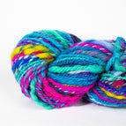 teal sea-green, vibrant pink, sunny yellow, rich blue, and royal purple