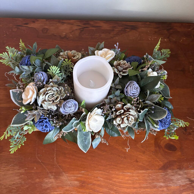 Candle Centerpiece with Sola Wood Flowers
