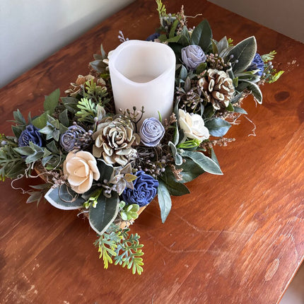 Candle Centerpiece with Sola Wood Flowers