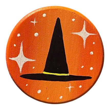 Witch Hat Orange- Circle Magnet
