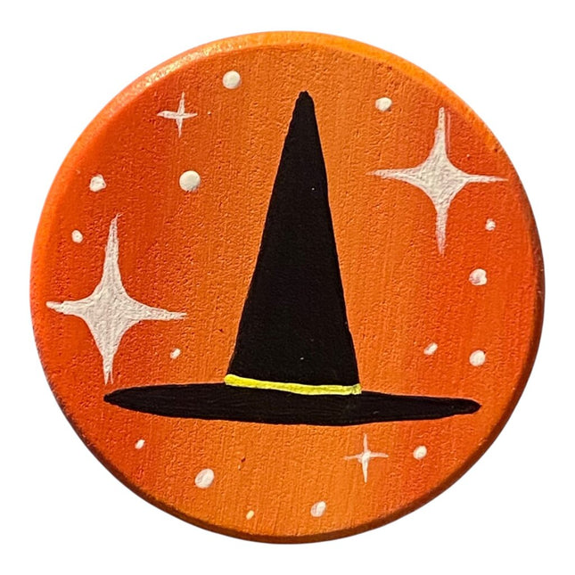 Witch Hat Orange- Circle Magnet
