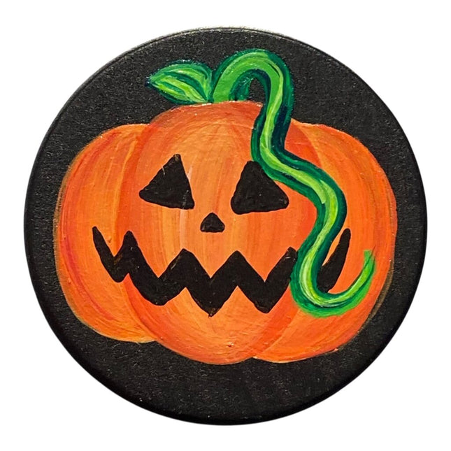 Curly Stem Jack-O-Lantern- Circle Magnet