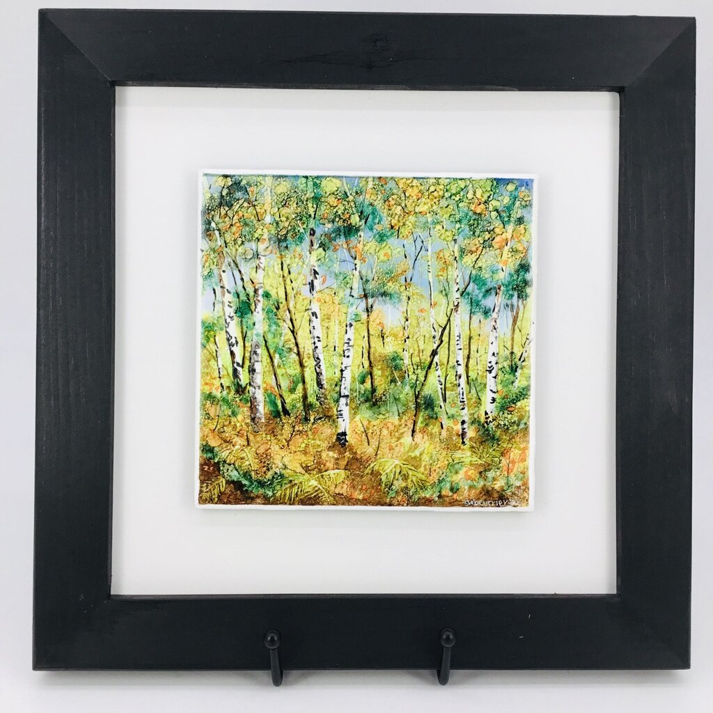 6x6 Tile- Birches in the Fall-Mounted/Framed