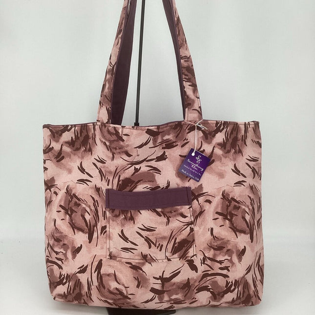 Reversible tote bag /Mauve splash w/ mauve