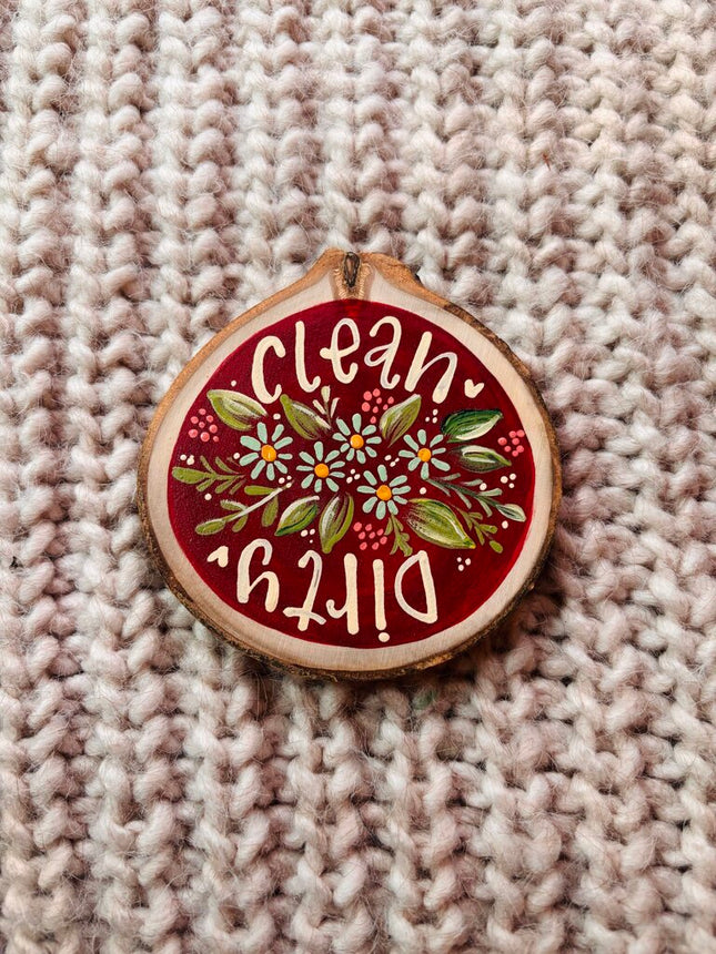 Clean and Dirty Dishwasher Magnet red