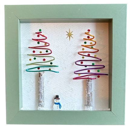 2 trees with colored wire