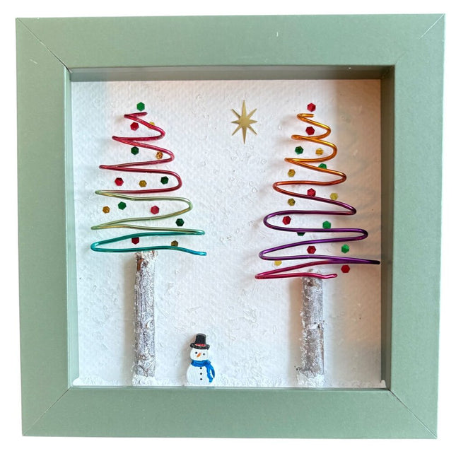 2 trees with colored wire