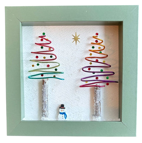 2 trees with colored wire