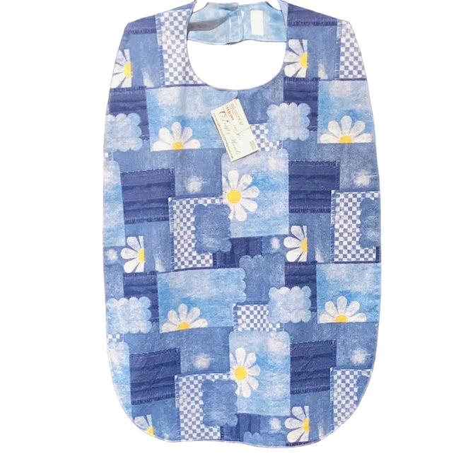 Adult Clothes Protector Sky Blue Large Daisy