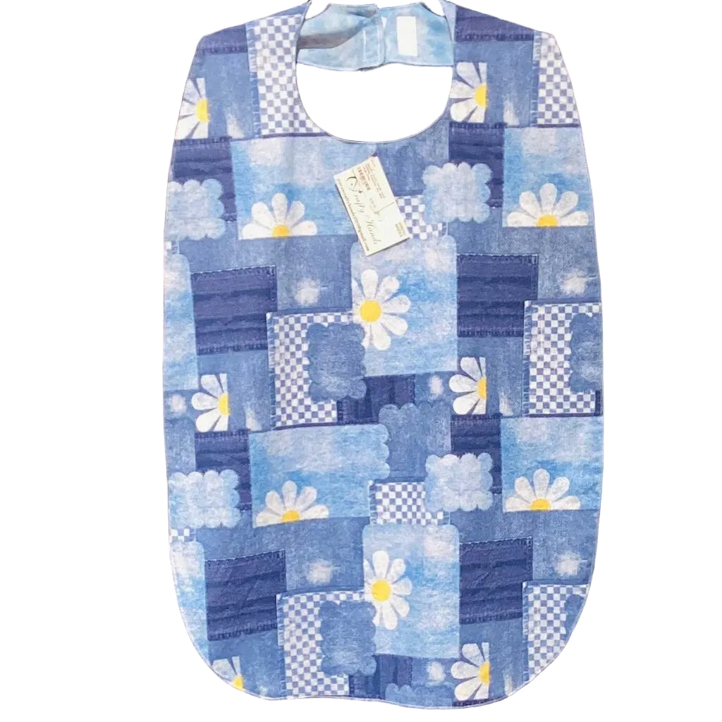 Adult Clothes Protector Sky Blue Large Daisy