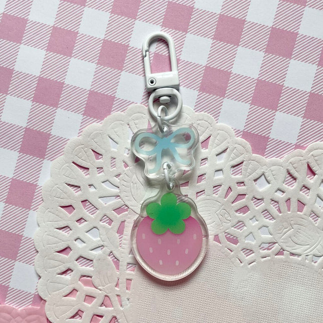 Pink Strawberry Keychain