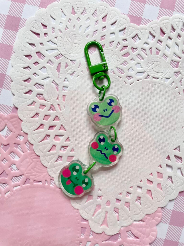 Fabric Frogs Keychain
