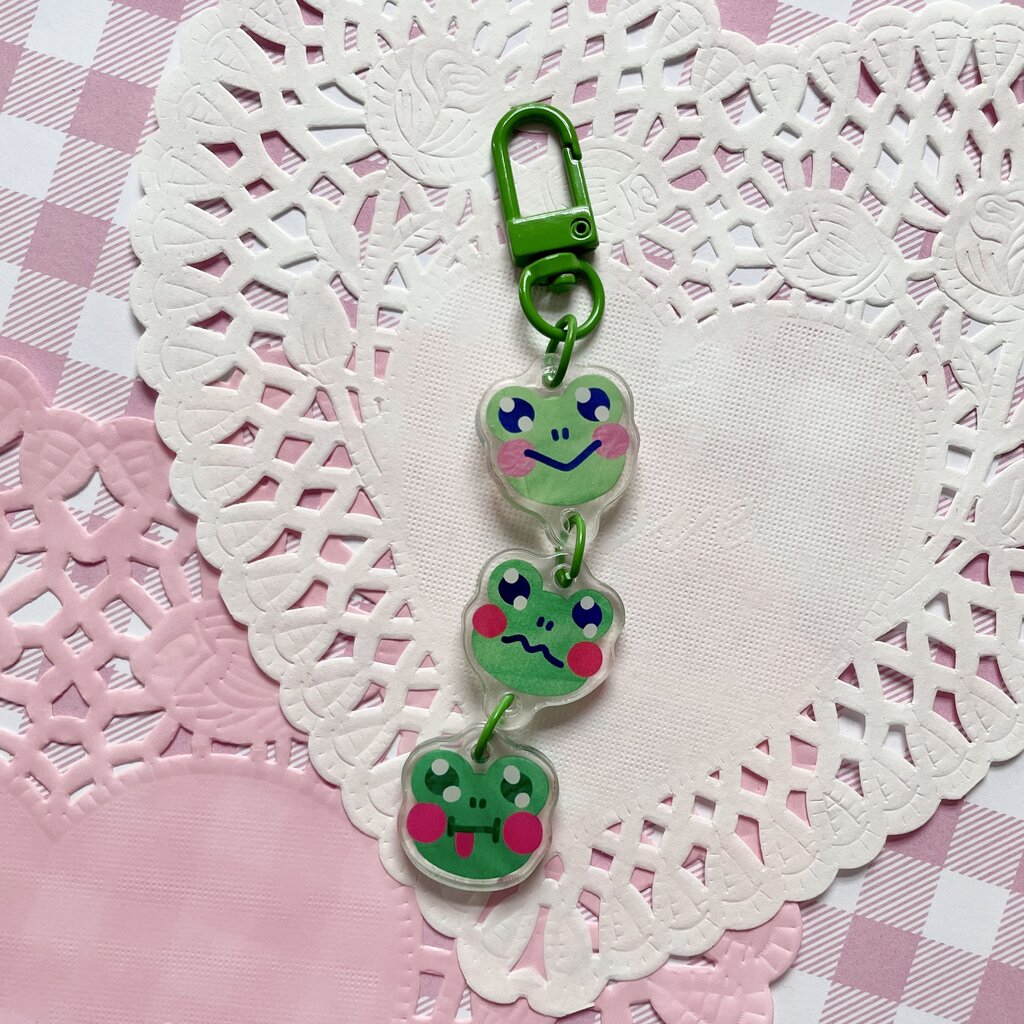 Fabric Frogs Keychain