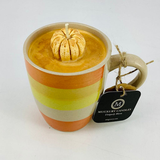 Pumpkin Spice Bread - Mug Candle (Candy Corn Stripe Mug) - 100% Soy Wax