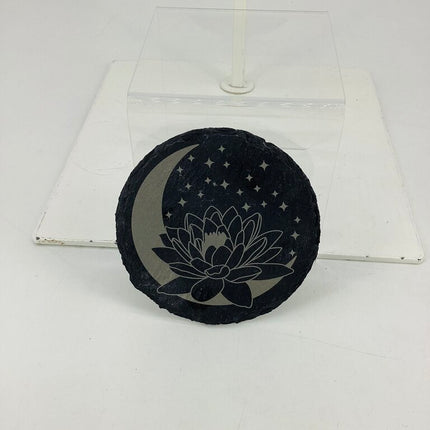 Slate Coaster Round Lotus & Moon