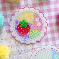 Red Strawberry Quilt Coaster - view 1