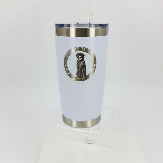 20 oz Hero Pups Tumbler White