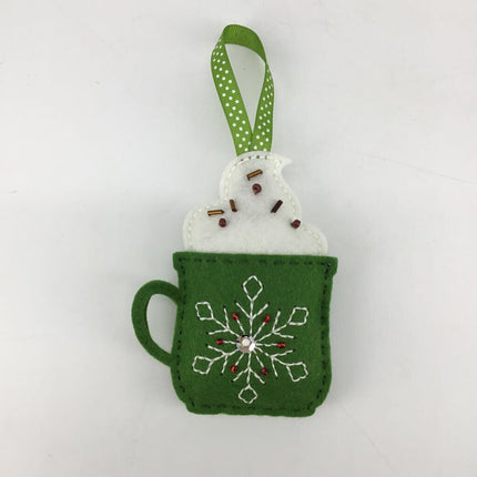 Embroidered snowflake mug ornament