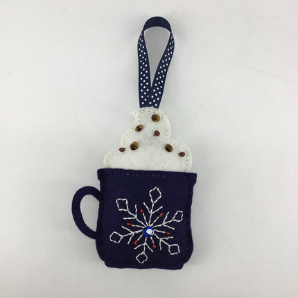 Embroidered snowflake mug ornament