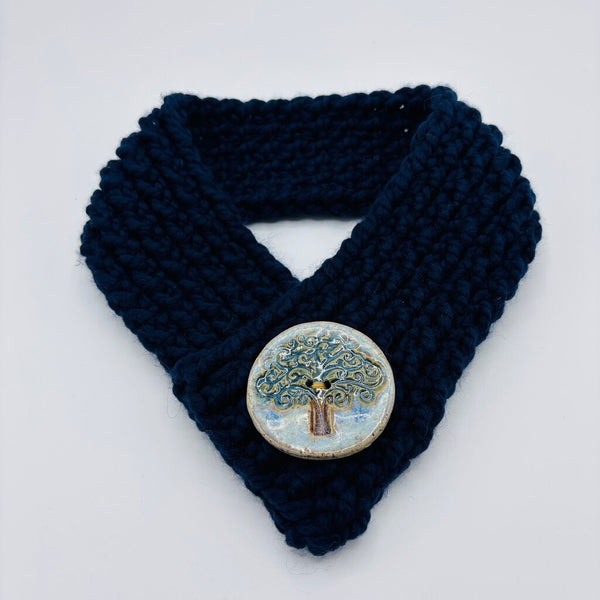 Cowl Big Button Navy