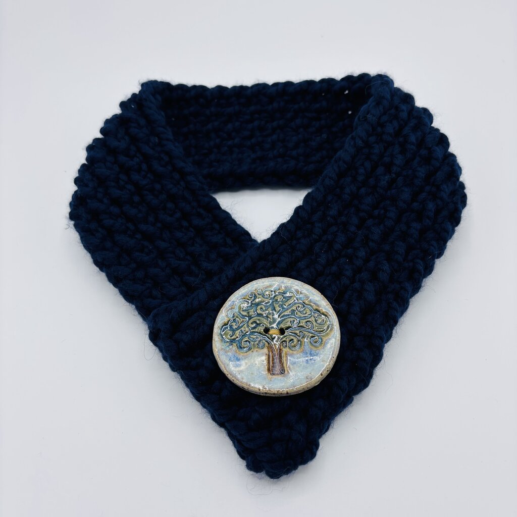 Cowl Big Button Navy