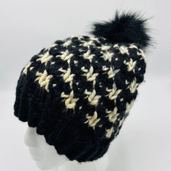 Hat Black and Tan Diamond with Black Pompom - view 3