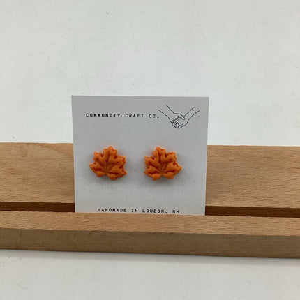 Orange Maple Leaf Studs