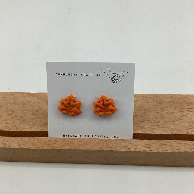 Orange Maple Leaf Studs
