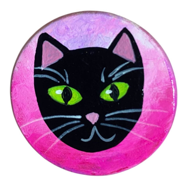 Black Cat Circle Magnet
