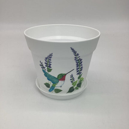 Large white w/hummingbird/salvia-E