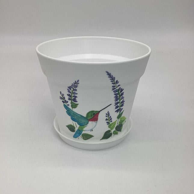 Large white w/hummingbird/salvia-E