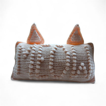 Meow Crochet Pillow with Ears