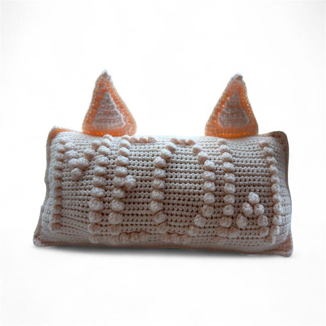 Meow Crochet Pillow with Ears