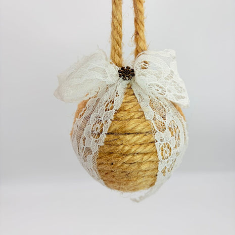 Shatterproof ornament Jute and lace with snowflake