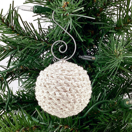 mini ornament crocheted white ad gold sparkle
