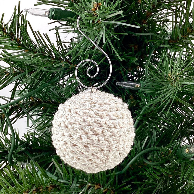 mini ornament crocheted white ad gold sparkle
