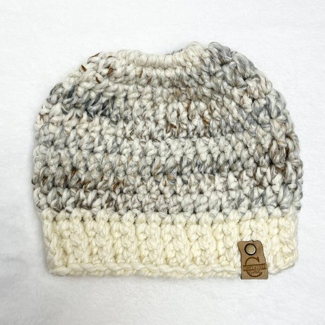Wool Messy Bun Hat - Fossil
