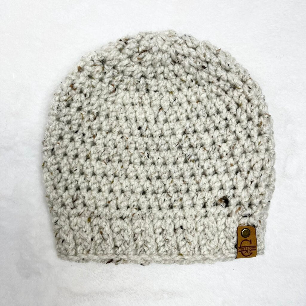 Beanie Hat (Adult) - Tweed Off White