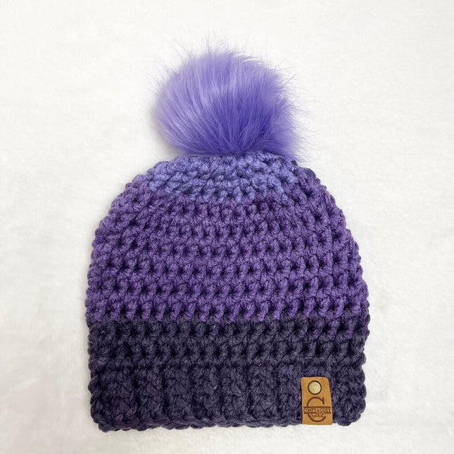 Pom Pom Hat (Child) - Dark Purple Ombre