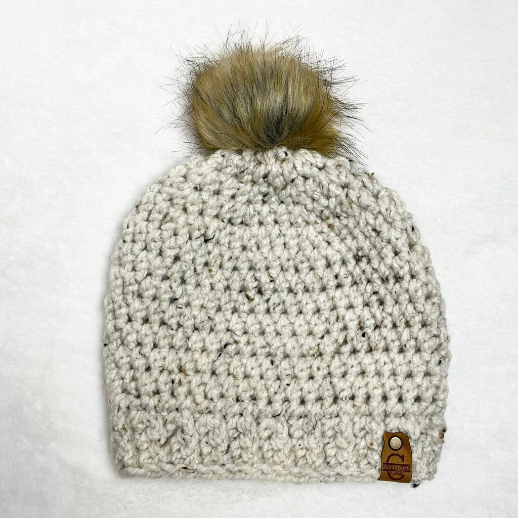 Pom Pom Hat (Adult) - Tweed Off White