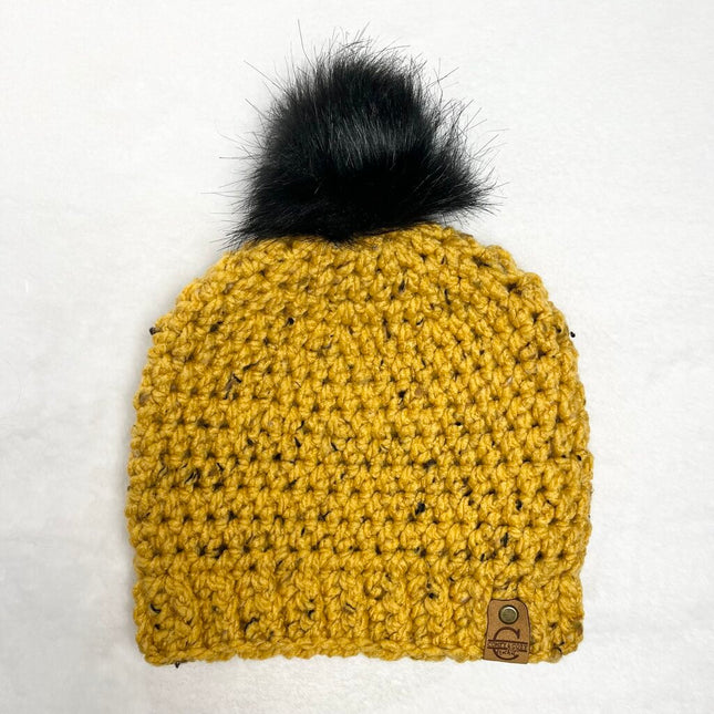 Pom Pom Hat (Adult) - Tweed Gold