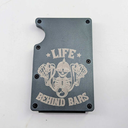 Laser Engraved Metal Wallet / Money Clip - motorcycle