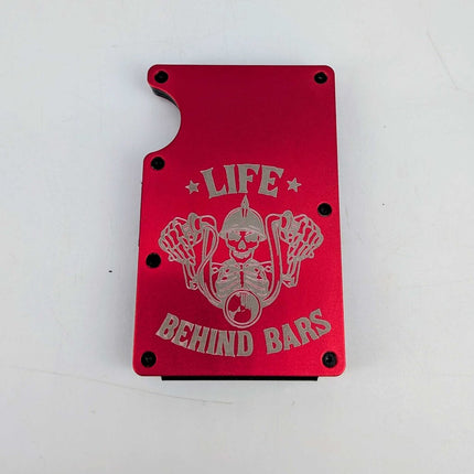 Laser Engraved Metal Wallet / Money Clip - motorcycle