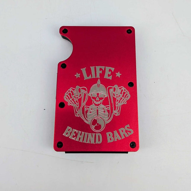 Laser Engraved Metal Wallet / Money Clip - motorcycle