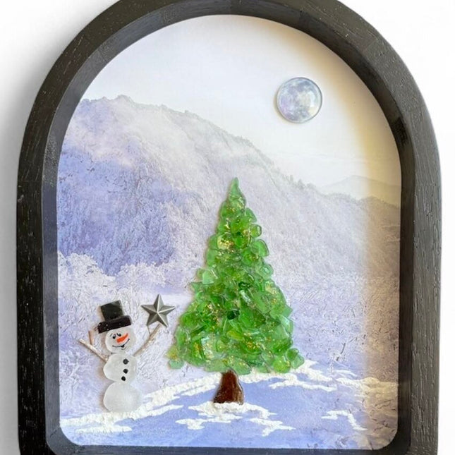 sea glass tree w/gold glitter