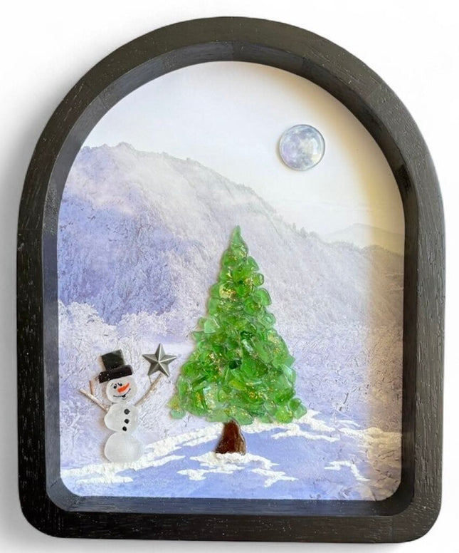 sea glass tree w/gold glitter